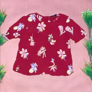 Madewell Red Floral Blouse